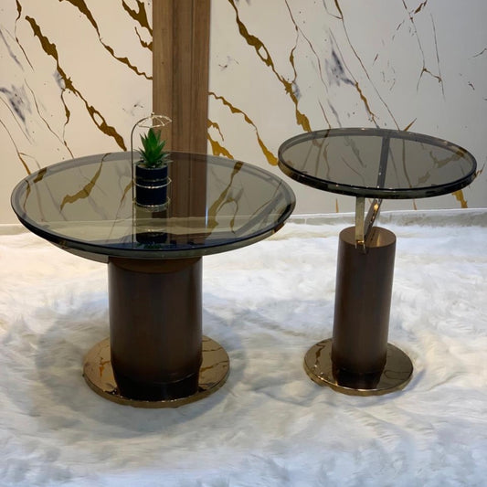 The Cylindro: Wood & Smoked Glass Set