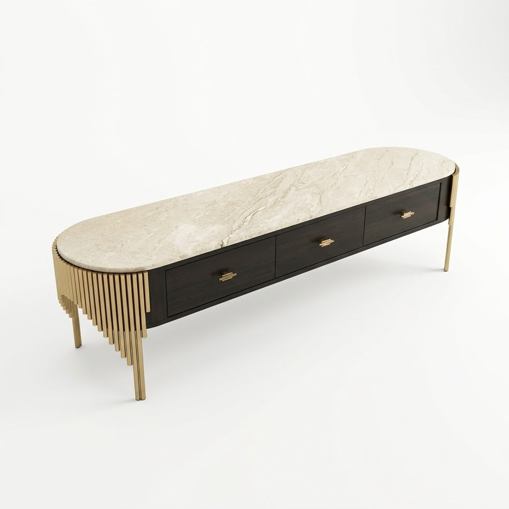 Curve Marble TV Unit