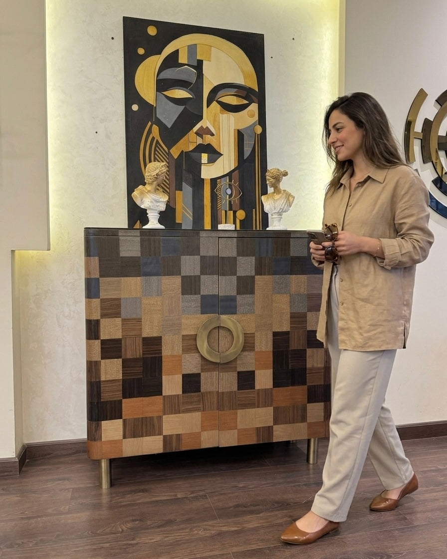 The Mosaic: Premium Marquetry Shoe Cabinet