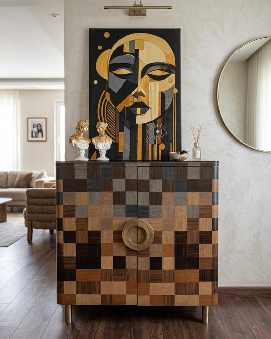 The Mosaic: Premium Marquetry Shoe Cabinet