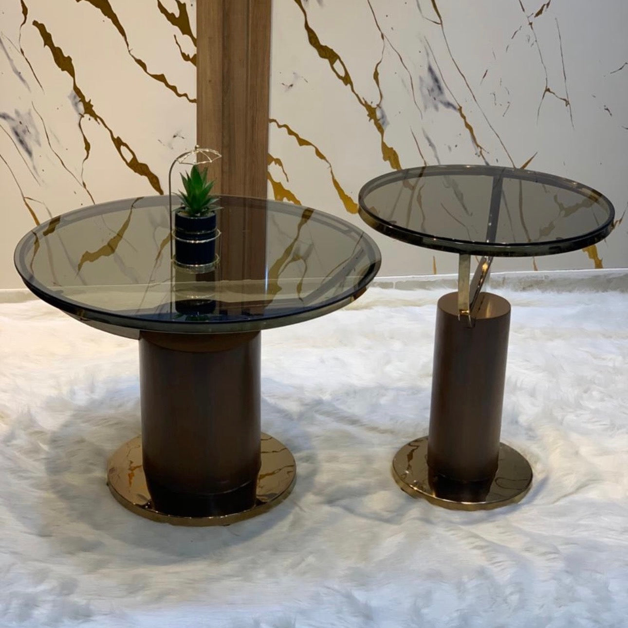 The Cylindro: Luxury Wood & Glass Table Set