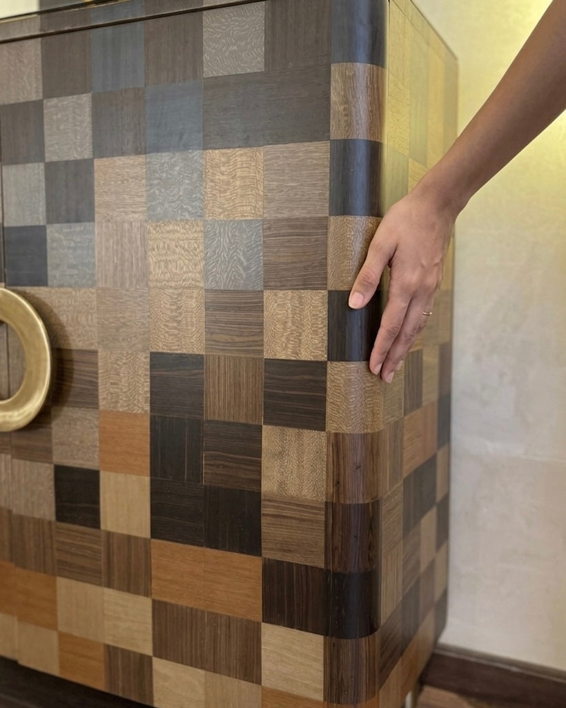 The Mosaic: Premium Marquetry Shoe Cabinet