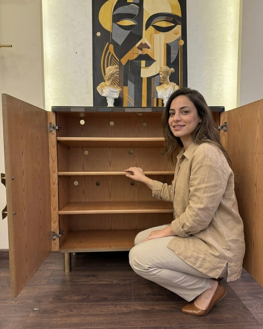 The Mosaic: Premium Marquetry Shoe Cabinet