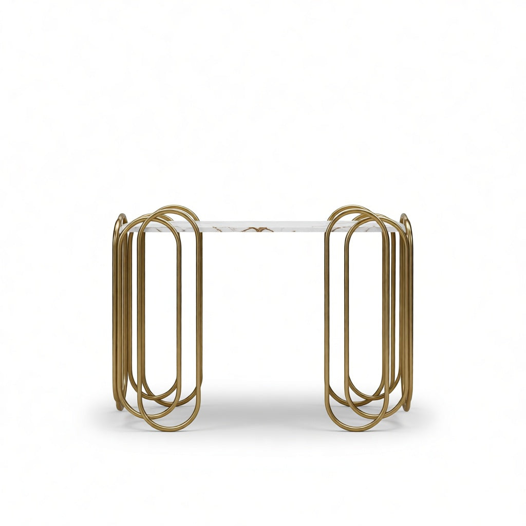 The Aura: Italian Carrara Marble & Stainless Steel Console