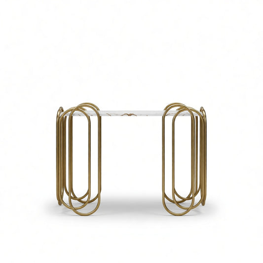 The Aura: Italian Carrara Marble & Stainless Steel Console