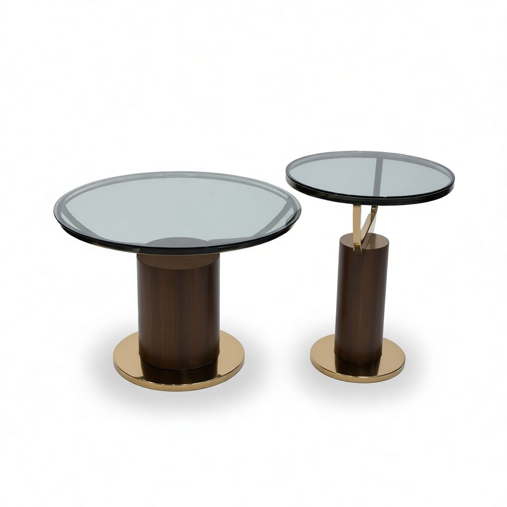 The Cylindro: Luxury Wood & Glass Table Set